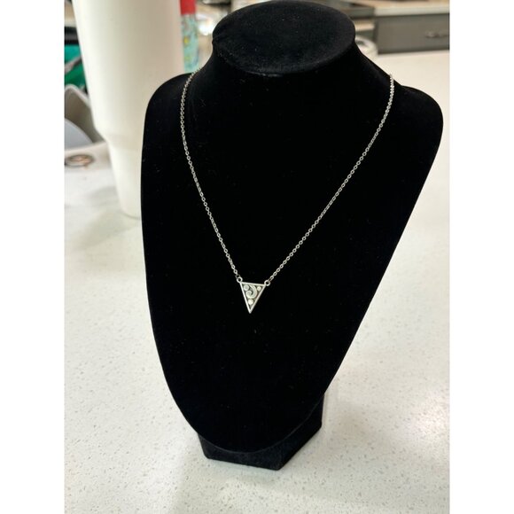 Brighton Contempo Ice Reversible Triangle  Petite Pendant Necklace Silver Chain - Picture 2 of 8